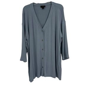J. Jill Wearever Collection Blue Button-Up Cardigan Sweater Women V-Neck Size M